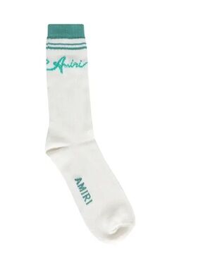 Amiri Wave Socks 'Sea Blue', White, One Size, NWOT Open package
